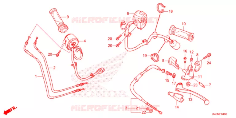 LEVIER DE GUIDON - CABLE - COMMODO Honda MOTO 150 CBR 2024  CBR150RAM