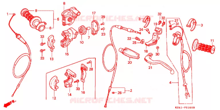 LEVIER DE GUIDON - CABLE - COMMODO Honda MOTO 125 CR 1991  CR125RM