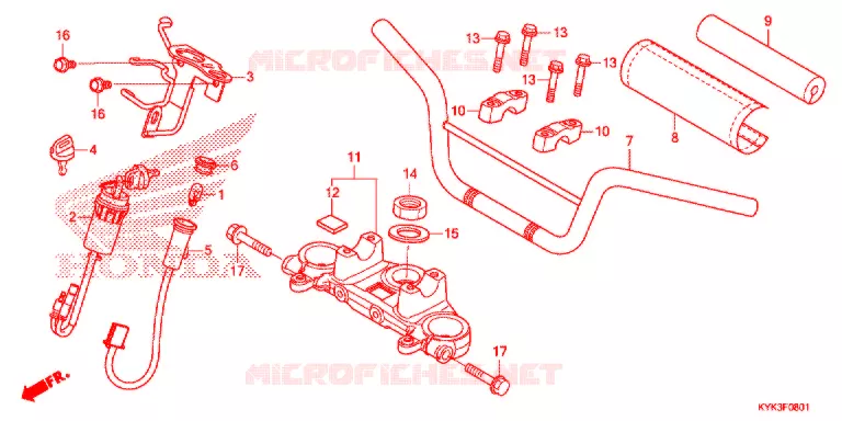 GUIDON - TE DE FOURCHE Honda MOTO 110 CRF 2022  CRF110FN