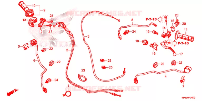 LEVIER DE GUIDON - CABLE - COMMODO Honda MOTO 450 CRF 2022  CRF450XN
