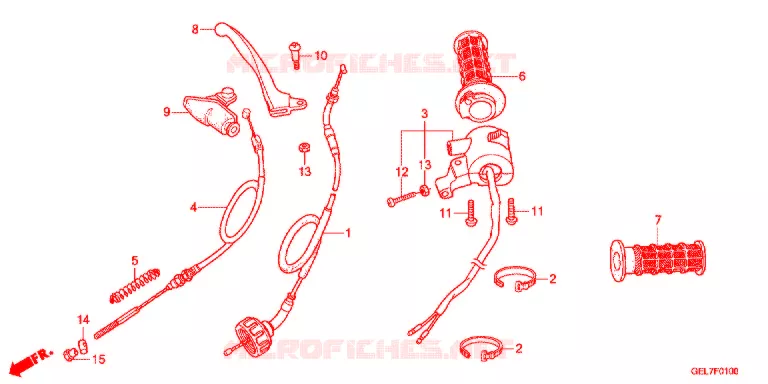 LEVIER DE GUIDON - CABLE - COMMODO Honda MOTO 50 CRF 2020  CRF50FL
