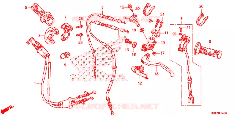 LEVIER DE GUIDON - CABLE - COMMODO Honda MOTO 150 CRF 2022  CRF150RBN