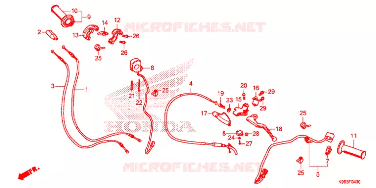 LEVIER DE GUIDON - CABLE - COMMODO Honda MOTO 250 CRF 2022  CRF250FN_U