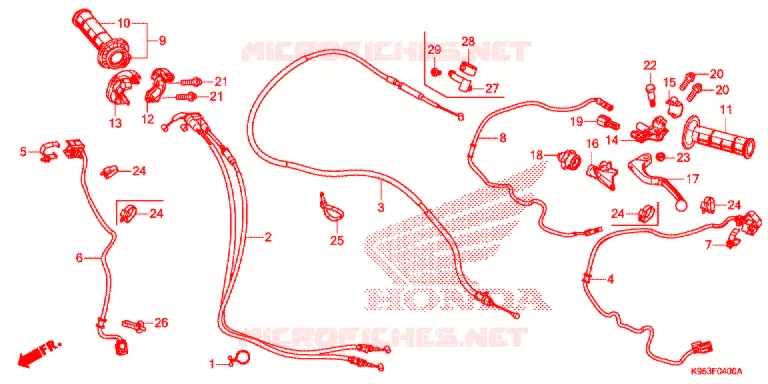 LEVIER DE GUIDON - CABLE - COMMODO Honda MOTO 250 CRF 2022  CRF250RM