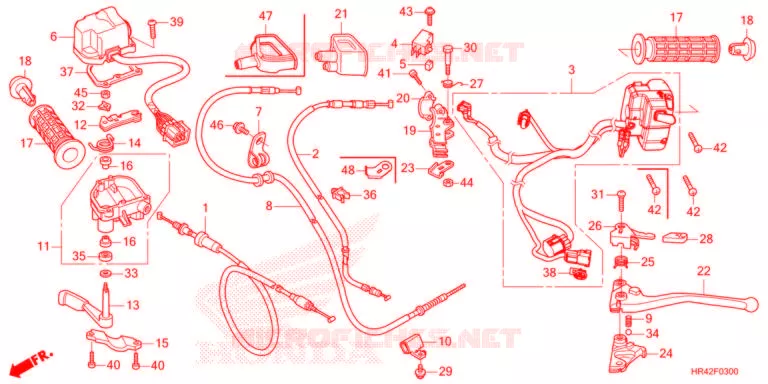 LEVIER DE GUIDON - CABLE - COMMODO Honda ATV 520 FOURTRAX 2022  TRX520FE2N