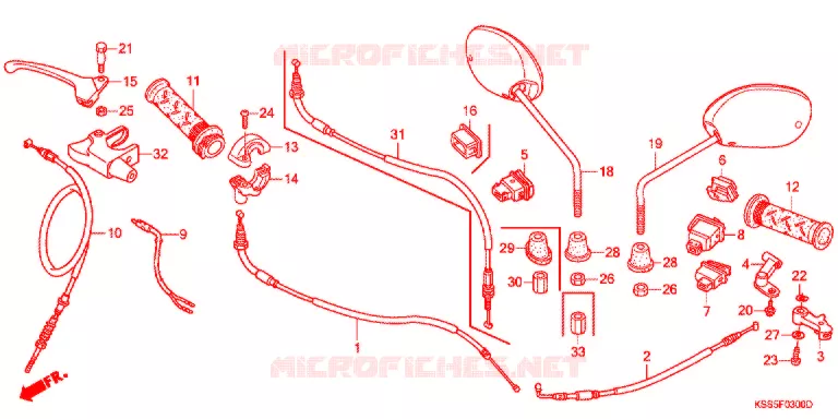 LEVIER DE GUIDON - CABLE - COMMODO Honda MOTO 125 BIZ 2012  BC125MCC
