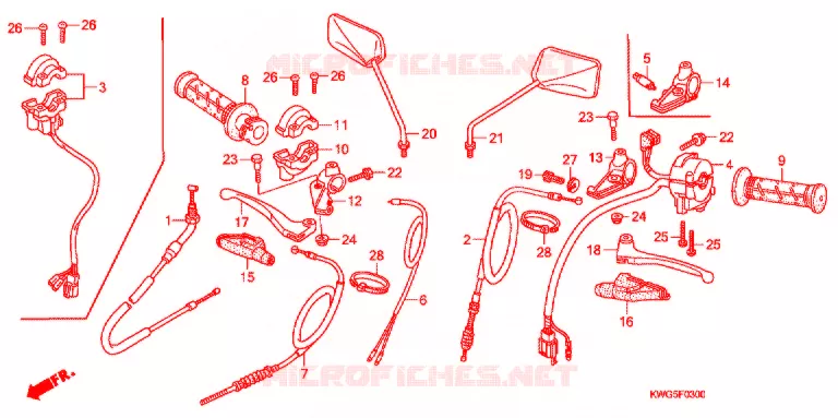 LEVIER DE GUIDON - CABLE - COMMODO Honda MOTO 125 CG 2010  CG125CESA