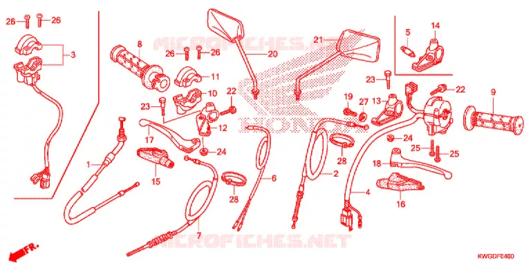 LEVIER DE GUIDON - CABLE - COMMODO Honda MOTO 125 CG 2014  CG125CESD