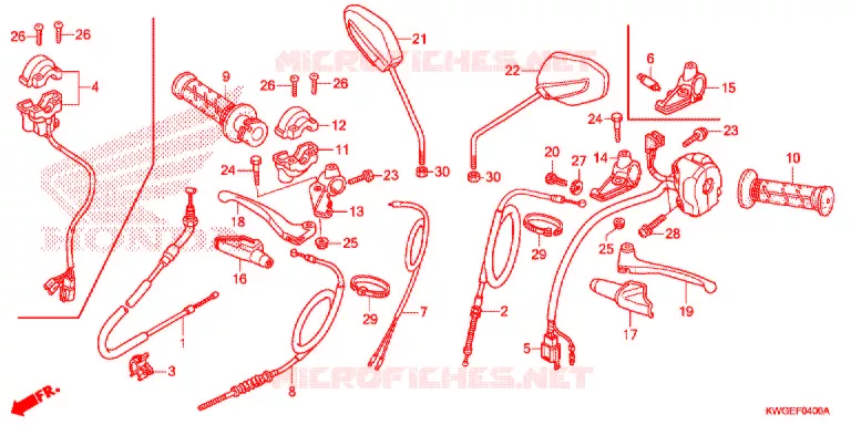 LEVIER DE GUIDON - CABLE - COMMODO Honda MOTO 125 CG 2014  CG125CKSE