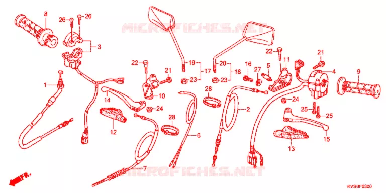 LEVIER DE GUIDON - CABLE - COMMODO Honda MOTO 150 CG 2012  CG150ESDC