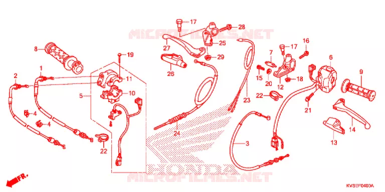 LEVIER DE GUIDON - CABLE - COMMODO Honda MOTO 150 CG 2014  CG150ESDE