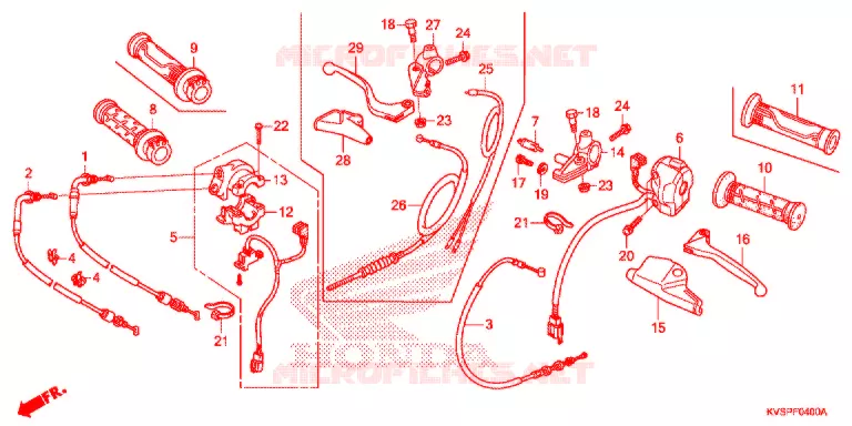 LEVIER DE GUIDON - CABLE - COMMODO Honda MOTO 160 CG 2016  CG160CESG