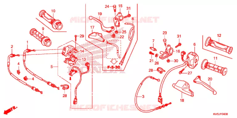 LEVIER DE GUIDON - CABLE - COMMODO Honda MOTO 160 CG 2018  CG160CESJ