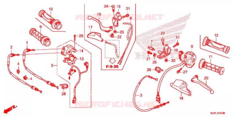 LEVIER DE GUIDON - CABLE - COMMODO Honda MOTO 160 CG 2020  CG160CESL