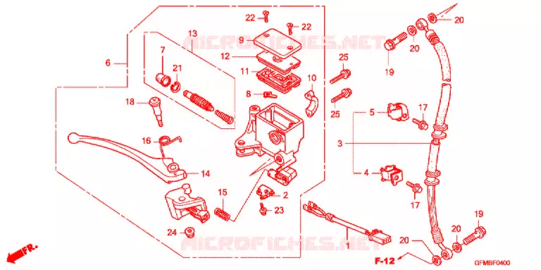 MAITRE CYLINDRE DE FREIN AVANT Honda SCOOTER 110 LEAD 2012  NHX110C