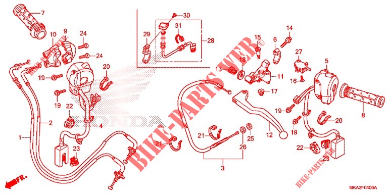 LEVIER DE GUIDON/COMMUTATEUR/CABLE (NC750X/XA) pour Honda NC 750 X ABS SPECIAL de 2016