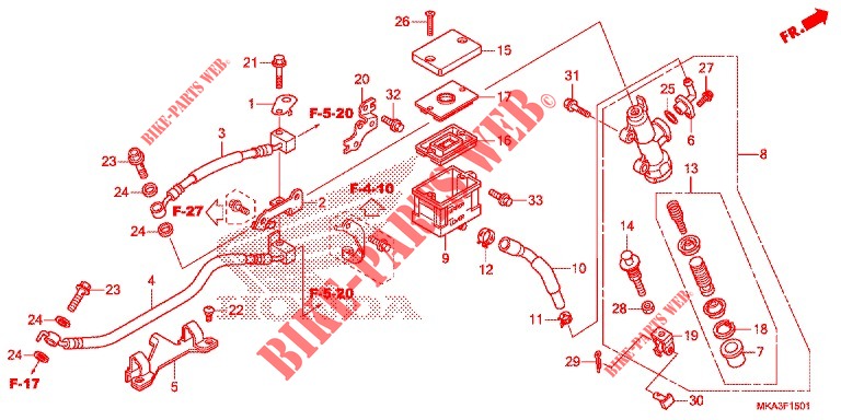 REAR BRAKE MASTER CYLINDER (NC750XA/XD) pour Honda NC 750 X ABS de 2017