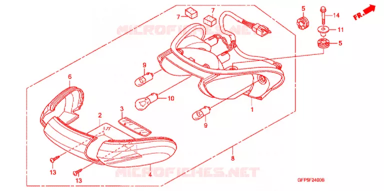FEUX ARRIERE Honda MOTO 100 POP 2008  RF1008