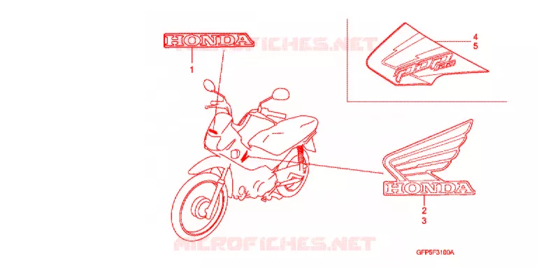 AUTOCOLLANTS Honda MOTO 100 POP 2011  RF100B