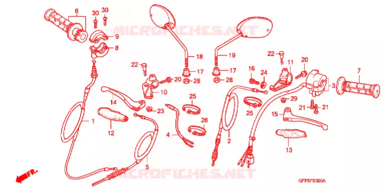 LEVIER DE GUIDON - CABLE - COMMODO Honda MOTO 100 POP 2011  RF100B