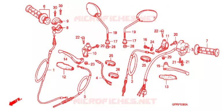 LEVIER DE GUIDON - CABLE - COMMODO Honda MOTO 100 POP 2014  RF100E