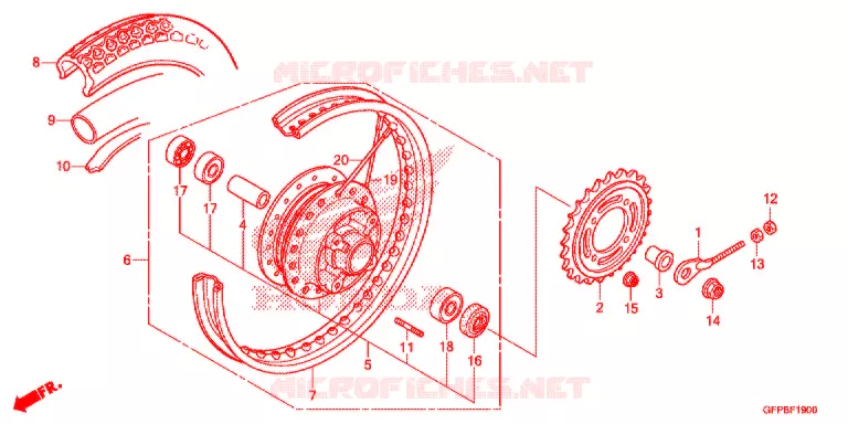 ROUE ARRIERE Honda MOTO 100 POP 2015  RF100F