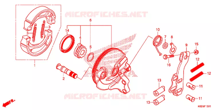FLASQUE - MACHOIRES DE FREIN AVANT Honda MOTO 110 POP 2021  RF110K