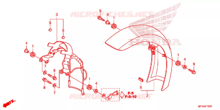 GARDE BOUE AVANT (VT1300CS/CSA) Honda MOTO 1300 VT 2012  VT1300CSAC