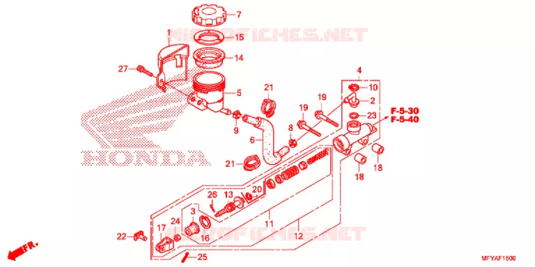 MAITRE CYLINDRE DE FREIN ARRIERE Honda MOTO 1300 VT 2012  VT1300CSAC