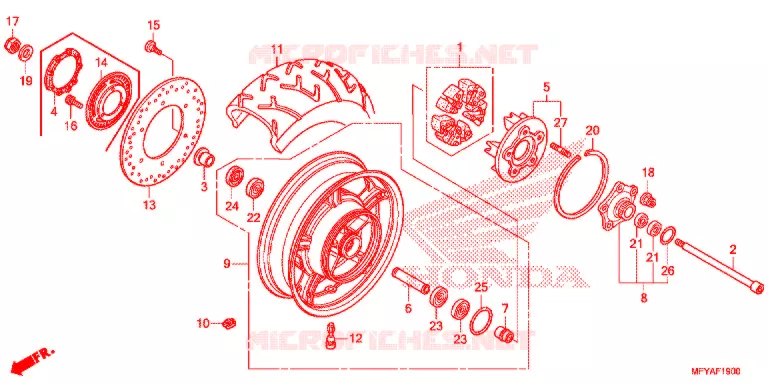 ROUE ARRIERE Honda MOTO 1300 VT 2012  VT1300CSC