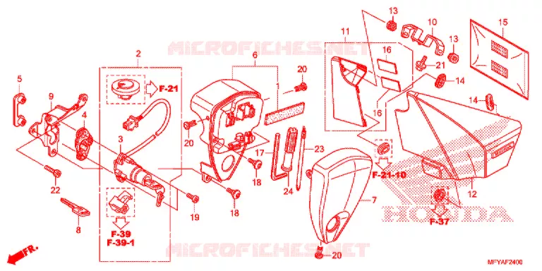 COUVERCLE LATERAL - OUTILS - CONTACTEUR A CLES Honda MOTO 1300 VT 2012  VT1300CTAC
