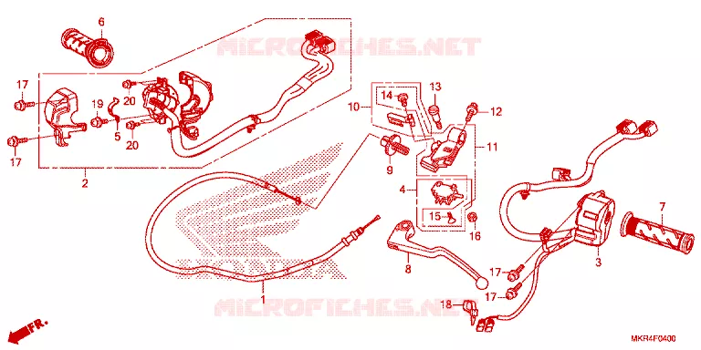 LEVIER DE GUIDON - CABLE - COMMODO Honda MOTO 1000 CBR 2022  CBR1000SPN