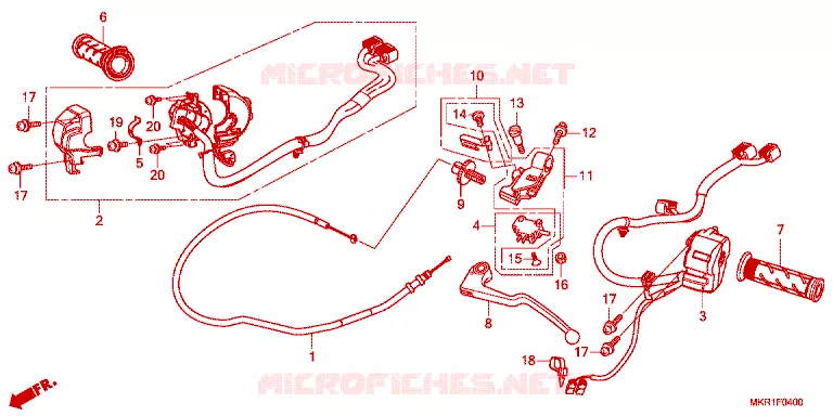 LEVIER DE GUIDON - CABLE - COMMODO Honda MOTO 1000 CBR 2023  CBR1000SPN