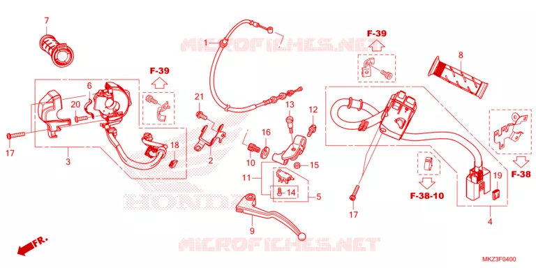 LEVIER DE GUIDON - CABLE - COMMODO Honda MOTO 600 CBR 2023  CBR600R3M