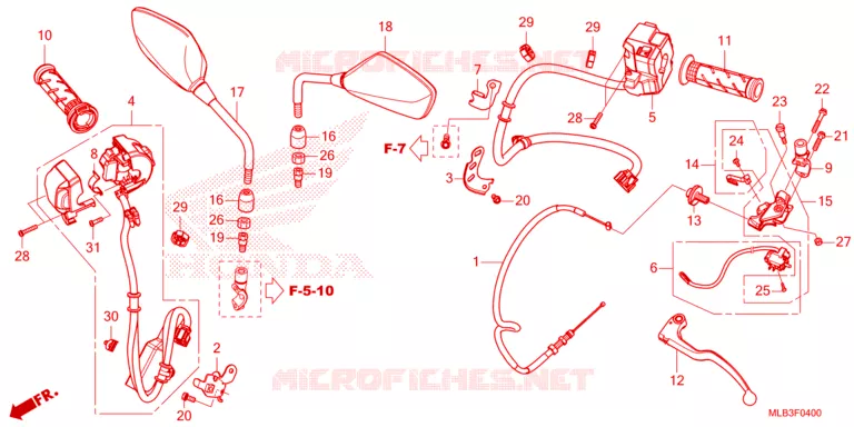 COMMODOS / POIGNEES / CABLES / MIROIR Honda MOTO 750 HORNET 2023  CB750AP