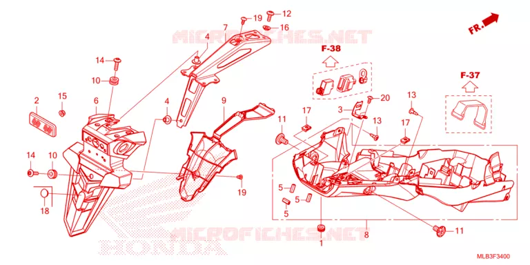 GARDE-BOUE ARRIERE Honda MOTO 750 HORNET 2023  CB750AP