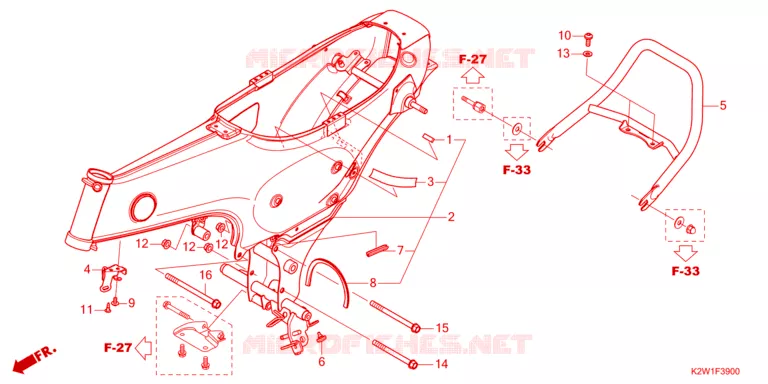 CADRE / POIGNEE ARRIERE Honda MOTO 125 DAX 2024  ST125AP