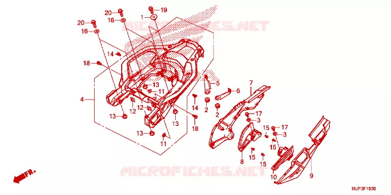 COUVERCLE LATERAL - PORTE BAGAGE ARRIERE Honda MOTO 1000 AFRICA-TWIN 2016  CRF1000DG