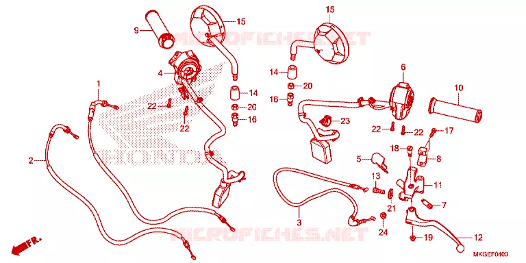 LEVIER DE GUIDON - CABLE - COMMODO Honda MOTO 500 REBEL 2023  CMX500AP_PH