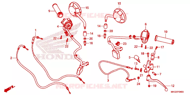 LEVIER DE GUIDON - CABLE - COMMODO Honda MOTO 500 REBEL 2023  CMX500AP_PH
