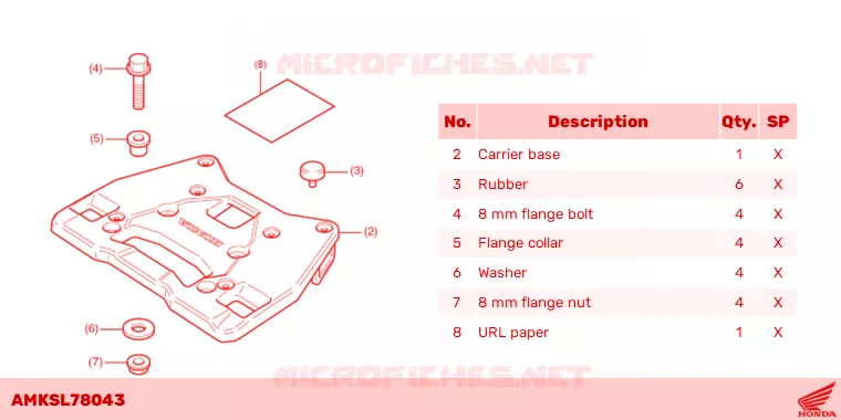 SUPPORT PLATINE ARRIERE (PLA) Honda MOTO 1100 AFRICA-TWIN 2023  CRF1100A2P
