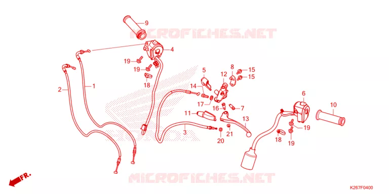 LEVIER DE GUIDON - CABLE - COMMODO Honda MOTO 125 MSX 2023  MSX125P_LO
