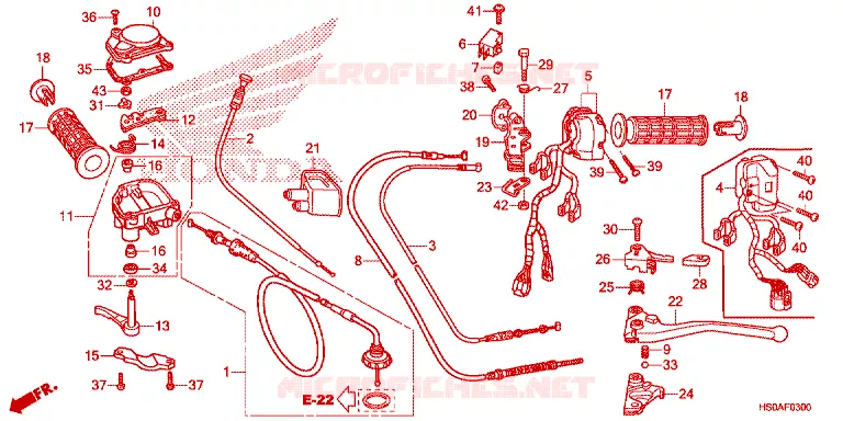 LEVIER DE GUIDON - CABLE - COMMODO Honda ATV 250 FOURTRAX 2021  TRX250TEM