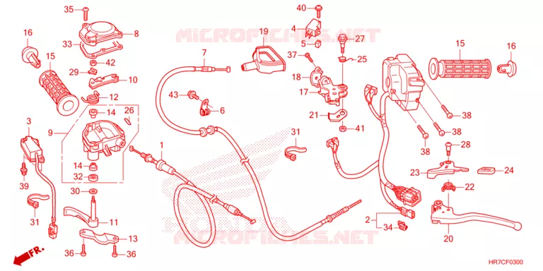 LEVIER DE GUIDON - CABLE - COMMODO Honda ATV 420 FOURTRAX 2023  TRX420FA6P