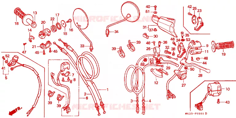 LEVIER DE GUIDON - CABLE - COMMODO Honda MOTO 600 XR 1992  XR600RN