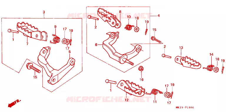 REPOSE PIED Honda MOTO 600 XR 1992  XR600RN