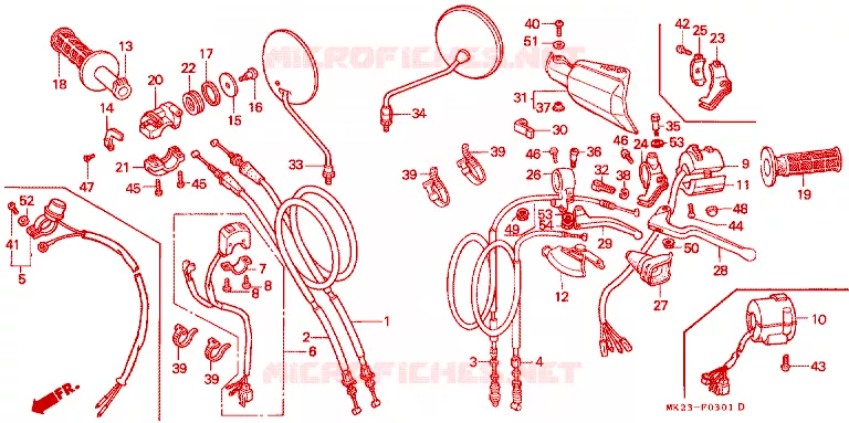 LEVIER DE GUIDON - CABLE - COMMODO Honda MOTO 600 XR 1992  XR600RN