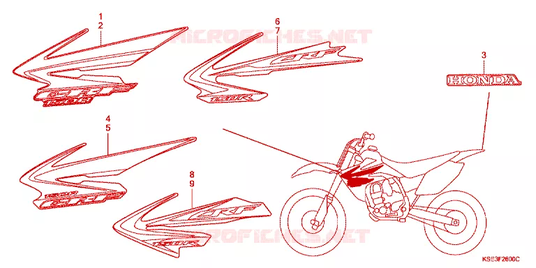 AUTOCOLLANTS Honda MOTO 150 CRF 2009  CRF150RB9