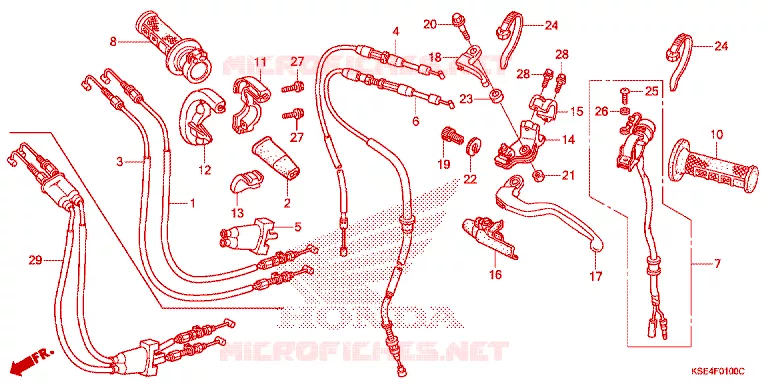 LEVIER DE GUIDON - CABLE - COMMODO Honda MOTO 150 CRF 2008  CRF150RB8