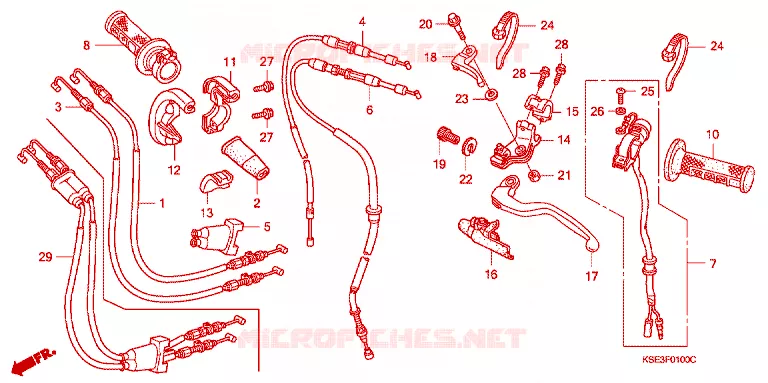 LEVIER DE GUIDON - CABLE - COMMODO Honda MOTO 150 CRF 2012  CRF150RBC